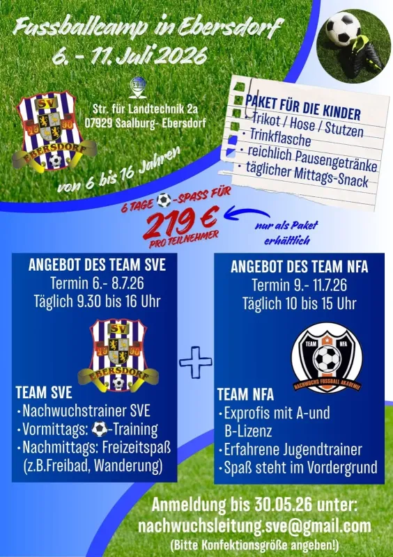 SVE - Fußballferiencamp 2026 - jetzt anmelden!