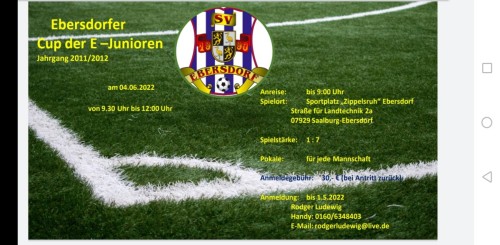 Teilnehmerfeld Fußball Ebersdorfer Cup der E- Junioren am 04.06.2022