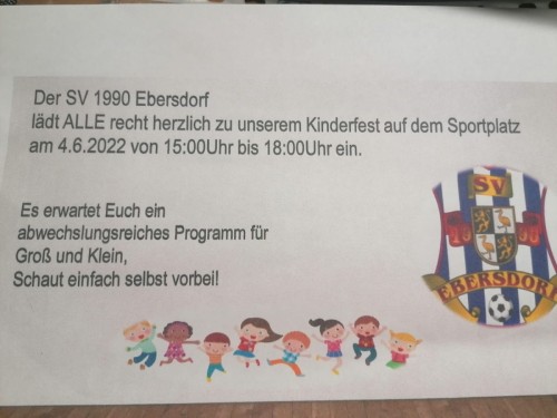 Samstag 04.06. großes Ebersdorfer Kinderfest!