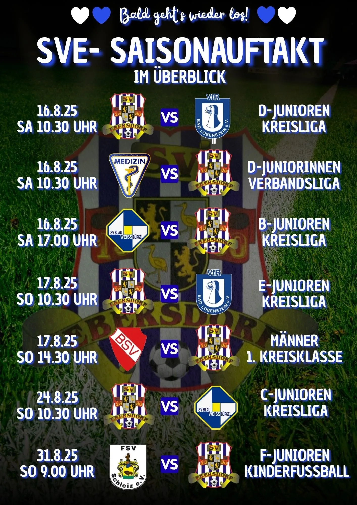 Alle Spielpläne sind auf unserer Homepage eingepflegt!