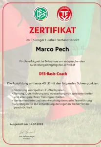 Trainerausbildung erfolgreich abgeschlossen, Marco Pech neuer "Basiscoach"!